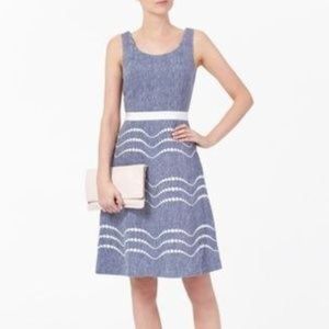 Boden Blue/White Sleeveless Linen Dress Polka Dot